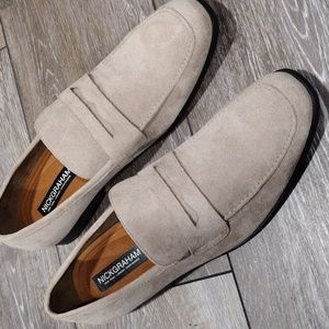 Nick Graham taupe brown fabric penny loafers. NWOT. Size 10.5